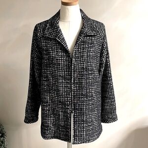 Lafayette 148 tweed textured collared jacket / blazer black white relaxed Med